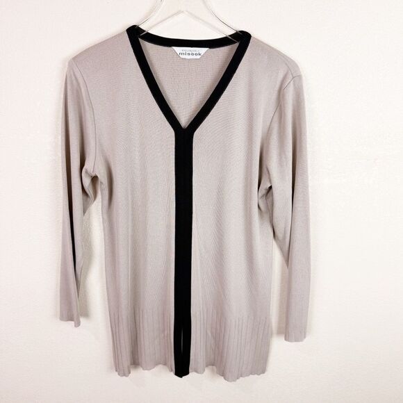 Misook Long Sleeve Beige Knit Top Large - Picture 1 of 5